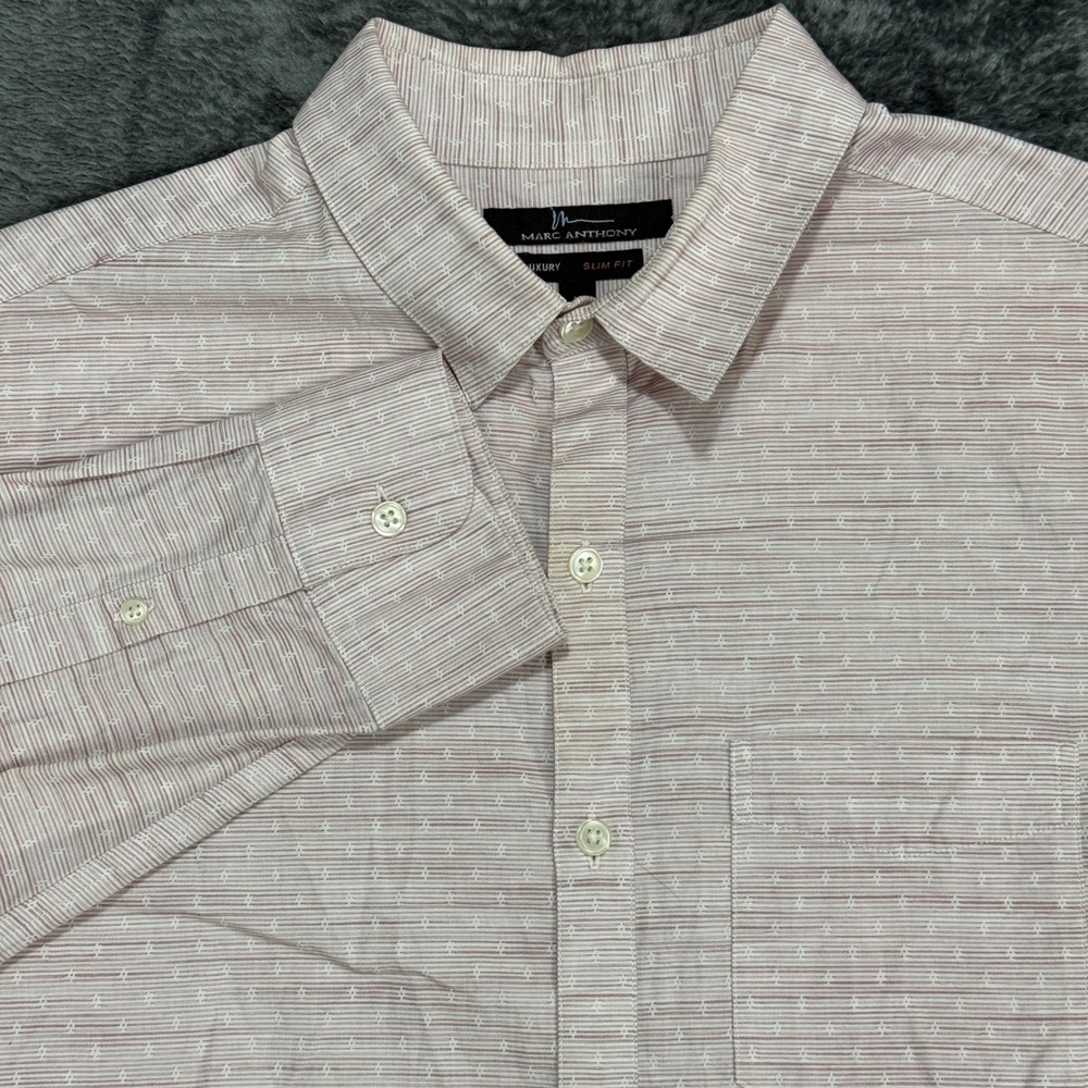 Marc Anthony Button Front Shirt Men Size M Pink